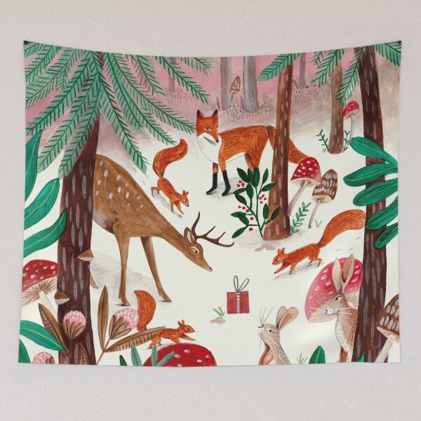 Item preview, Whimsical woodland animals forest in the snow designed and sold by Caroline Bonne Müller.