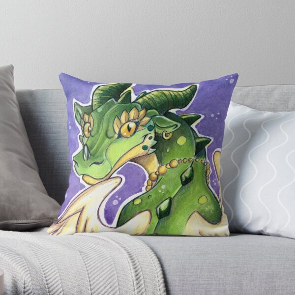 Cute Green Dragon Throw Pillow