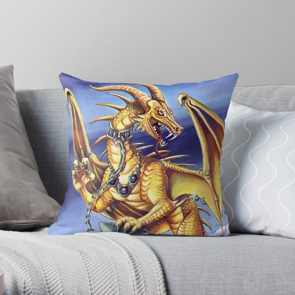 Gold Dragon Throw Pillow