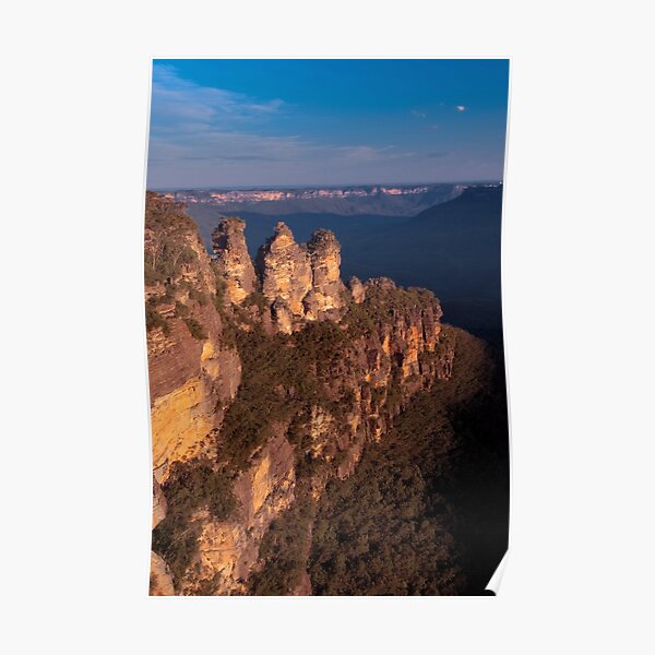 Three Sisters at sunset, Blue Mountains, Australia Poster