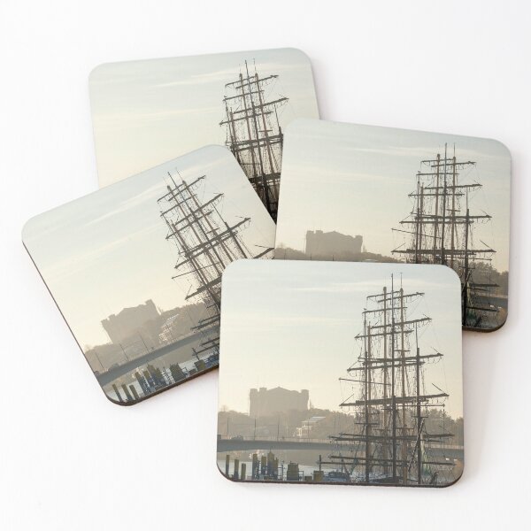 Item preview, Water tower, Schlachte, Weser, sailing ship, fog, autumn, Bremen, Germany designed and sold by Torsten  Krüger.