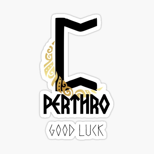 Elder Futhark "PERTHRO" Rune with Crescent Moon Sticker