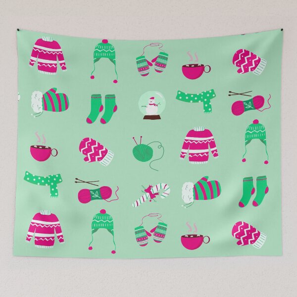 Item preview, Christmas sticker pack: I love Knitting pattern designed and sold by KlaraMacinka.