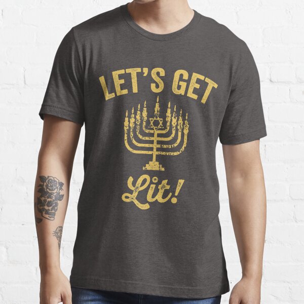 Let's Get Lit Funny Menorah Hanukkah Jewish Essential T-Shirt
