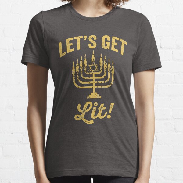 Let's Get Lit Funny Menorah Hanukkah Jewish Essential T-Shirt