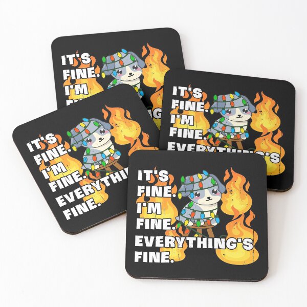 Item preview, It's Fine, I'm Fine, Everything's fine Holiday Edition: Dog with Christmas Lights designed and sold by Happy Puppy Print On Demand.