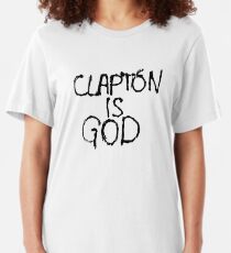 Clapton is God - Black on White Slim Fit T-Shirt