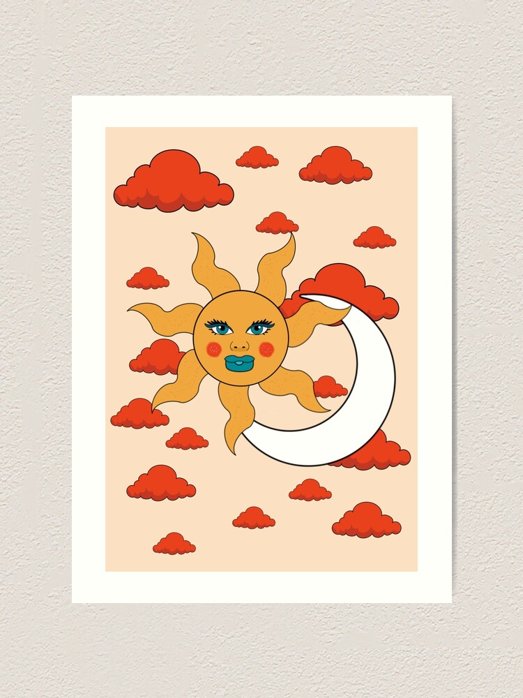Trippy Sun Moon Bright Days Art Print By Teeanadesigns Redbubble