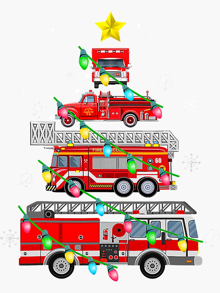 Funny Firefighter Christmas Tee Tree On Truck Fire Xmas T-Shirt Funny Firefighter Christmas Tee Tree On Truck Fire Xmas T-Shirt