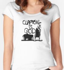 Clapton is God - Black on White Women's Fitted Scoop T-Shirt