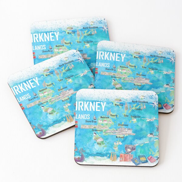 Item preview, Orkney Islands Illustrated Travel Map with Touristic Highlights designed and sold by artshop77.