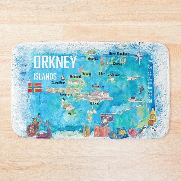 Item preview, Orkney Islands Illustrated Travel Map with Touristic Highlights designed and sold by artshop77.