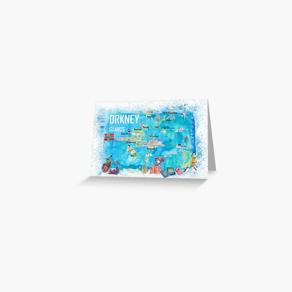 Item preview, Orkney Islands Illustrated Travel Map with Touristic Highlights designed and sold by artshop77.