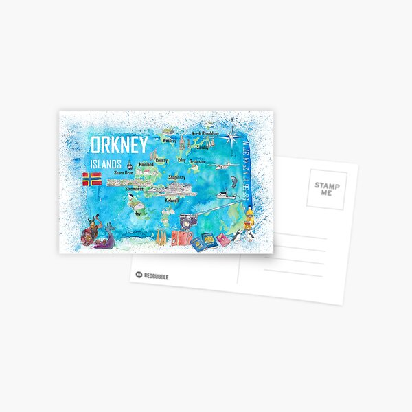 Item preview, Orkney Islands Illustrated Travel Map with Touristic Highlights designed and sold by artshop77.