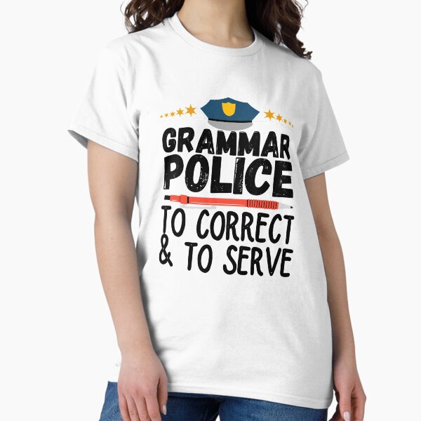 Vista previa del artículo con la obra «Policía gramatical para servir y corregir», diseñado y vendido por ronaldsonou.
