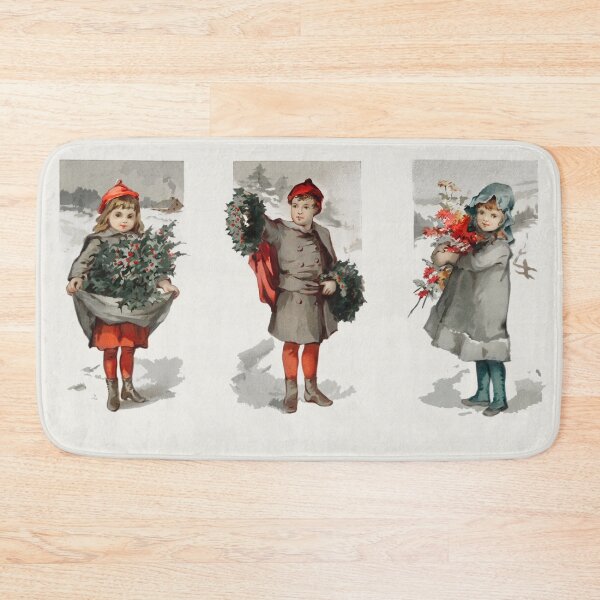 Item preview, Vintage Christmas card depicting children and holly designed and sold by Designedbysm.