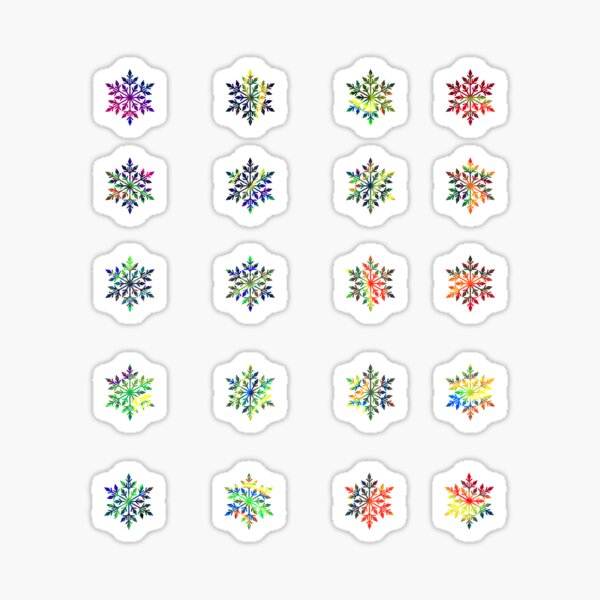 Snowflakes sticker set of 20, Rainbow Sticker for Sale by