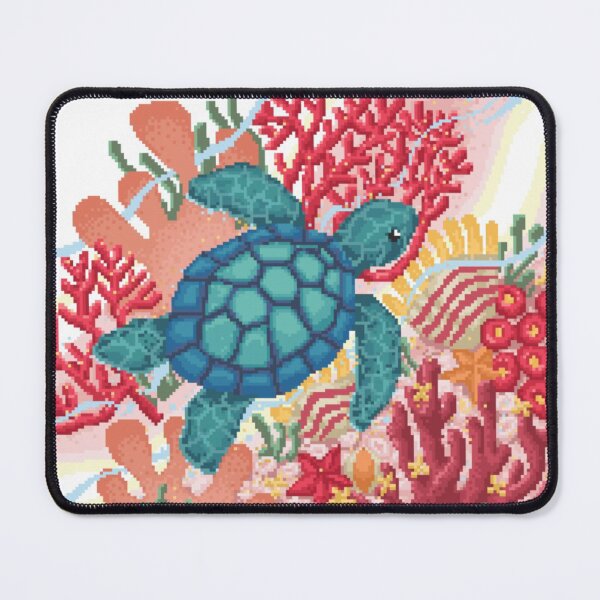 Item preview, Pixelated Green Turtle Swimming Slowly Passes Coral Reef designed and sold by HopeDetour.