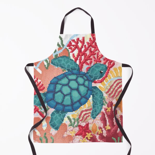 Item preview, Pixelated Green Turtle Swimming Slowly Passes Coral Reef designed and sold by HopeDetour.