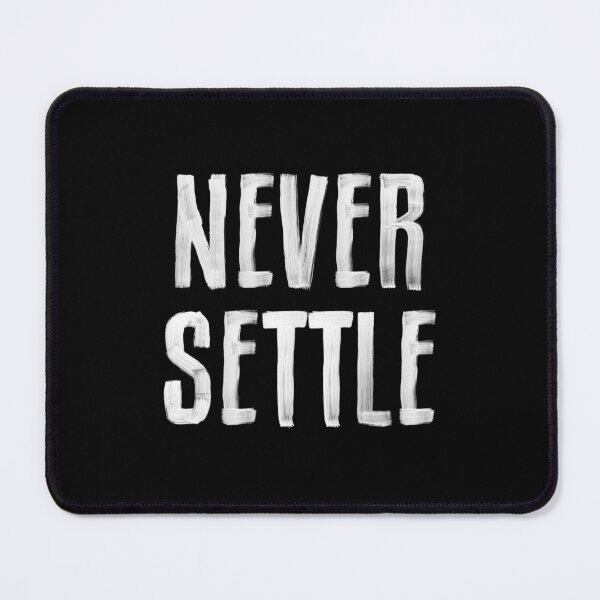 Item preview, NEVER SETTLE black and white hand lettered motivational typography inspirational home wall bedroom decor designed and sold by MotivatedType.