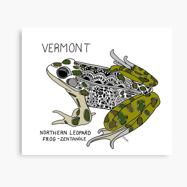 Vermont - Northern Leopard Frog - Zentangle - state symbols Canvas Print