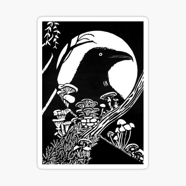 Vista previa del artículo con la obra «Cuervo y la luna», diseñado y vendido por spiritworksart.
