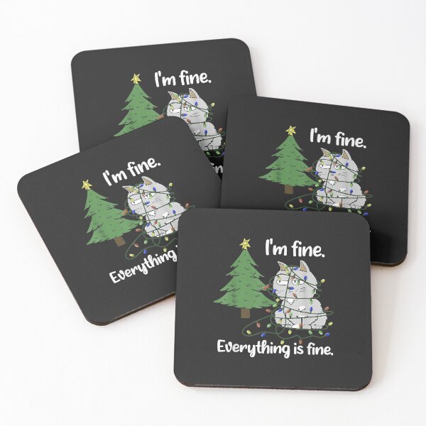 Item preview, I'm Fine Everything Is Fine Tangled Up Cat Christmas Lights designed and sold by JeffreyMCombs.