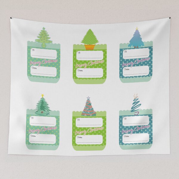 Item preview, Christmas Trees Gift Tags Sticker Pack designed and sold by pixelspantry.