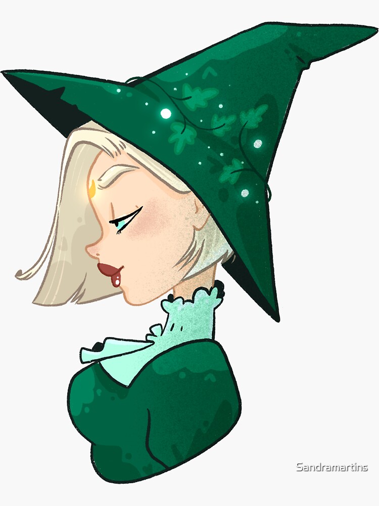 Thumbnail 3 of 3, Sticker, Green Witch designed and sold by Sandramartins.