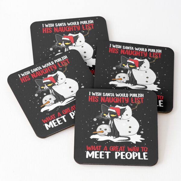 Item preview, Santa black cat I wish Santa would publish his naughty list what a great way to meet people  designed and sold by Adam Alomari.