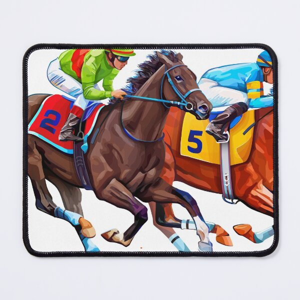 Item preview, Two racing horses in competition. Hippodrome. Hippodrome. Cross the race track. The horse riding. Vector illustration. Derby. Isolated on white background designed and sold by yassineddy.