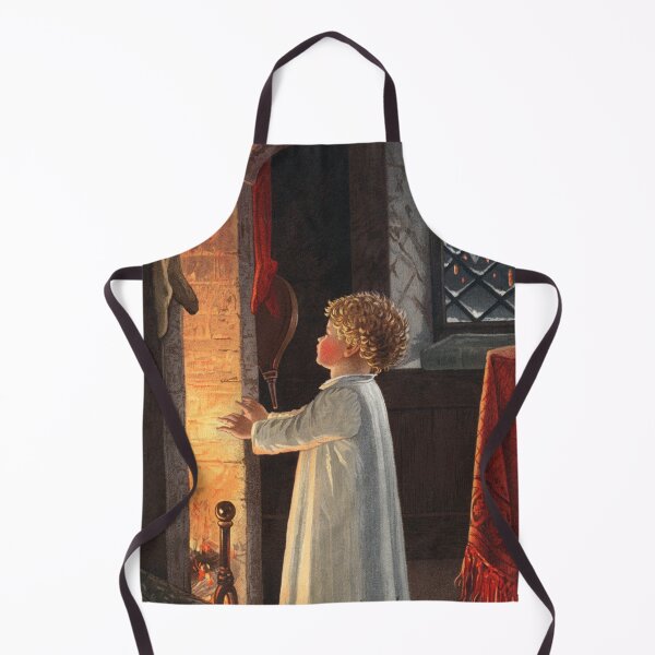 Item preview, Vintage Christmas card depicting a fireplace, stockings and a child designed and sold by Designedbysm.