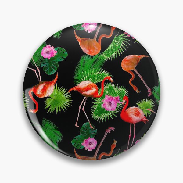 Item preview, Pink Flamingo Tropical Flower Pictures Pattern designed and sold by PinkPandaDesign.