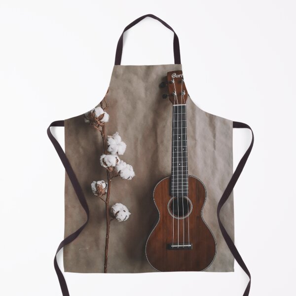 Item preview, Brown concert ukulele and cotton flowers designed and sold by orangerinka.