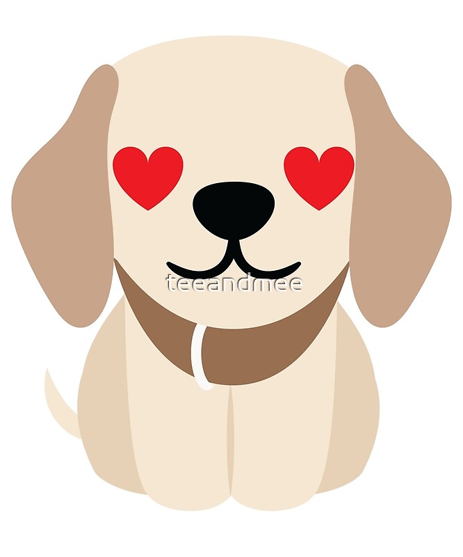 "Golden Retriever Dog Emoji Heart and Love Eyes" by ...