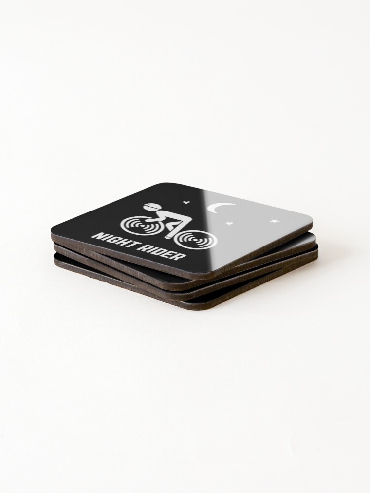 Thumbnail 4 of 5, Coasters (Set of 4), Night Rider (Racing Cyclist / Road Bike / Bicycle / White) designed and sold by Roderix.
