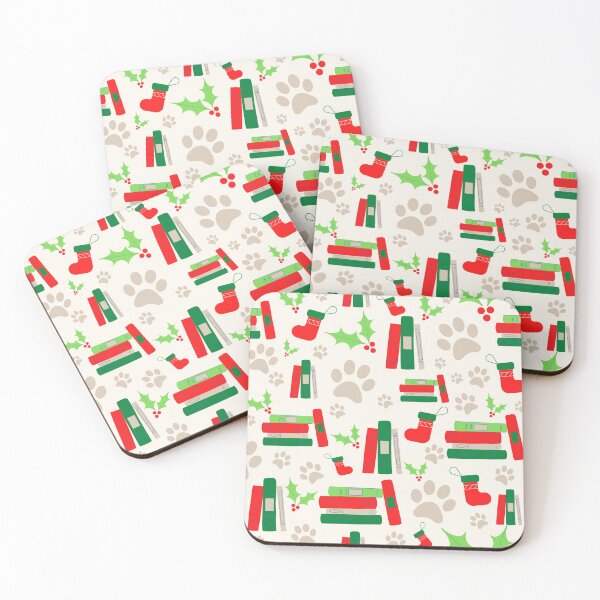 Item preview, Books and Cats Cute Christmas Pattern designed and sold by Krysanthe.
