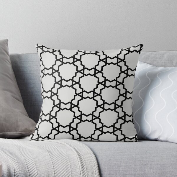 Black and Off White Minimal Shape Tile Pattern Pairs Dulux 2022 Popular Colour Letters Unread - Color Trends Throw Pillow