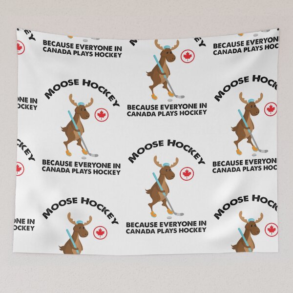 Item preview, Moose Playing Hockey, Canadians Love Hockey designed and sold by SportyDogShop.