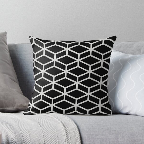 Black and Off White Tessellation Line Pattern 8 Pairs Dulux 2022 Popular Colour Letters Unread - Color Trends Throw Pillow