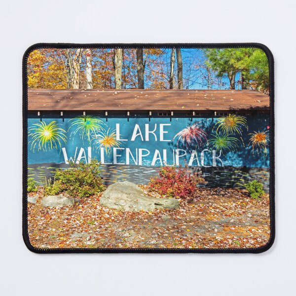 Item preview, Lake Wallenpaupack Clubhouse Sign in Poconos PA on a bright fall day designed and sold by Rabbitti.