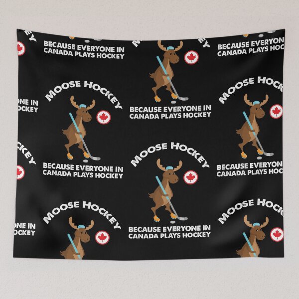 Item preview, Moose Playing Hockey, Canadians Love Hockey designed and sold by SportyDogShop.