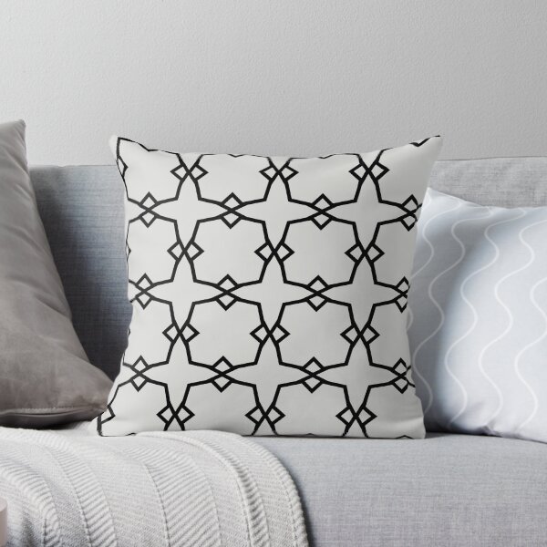Black and Off White Tessellation Line Pattern 30 Pairs Dulux 2022 Popular Colour Letters Unread - Color Trends Throw Pillow