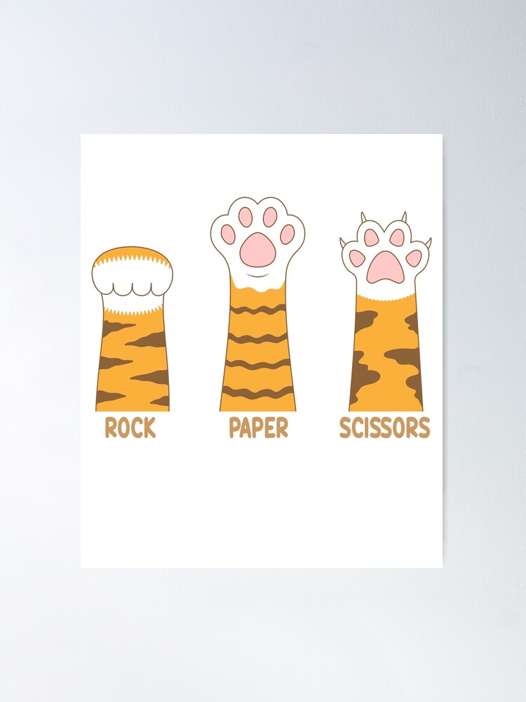 Rock Paper Scissors Cat Paw Poster for Sale by Bafalo