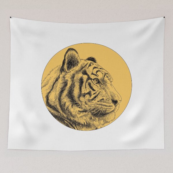 Item preview, Haute Leopard Yellow Tiger Engraved illustration designed and sold by HauteLeopard.