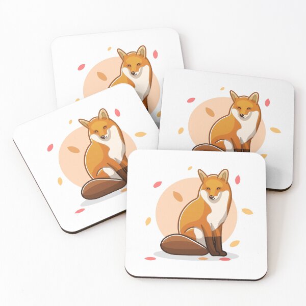 Item preview, Happy autumn fox with falling leaves fall 2021 minimalistic warm colorful illustration  designed and sold by ArendDesigns.