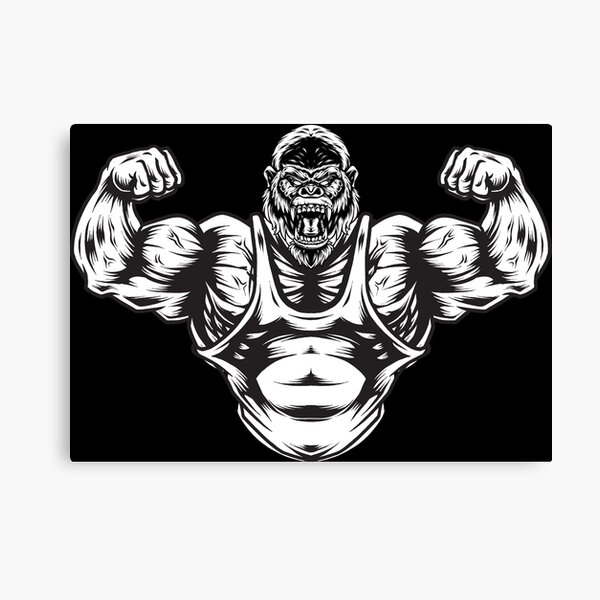 Strong ape gorilla gym workout bodybuilding fitness sport  Canvas