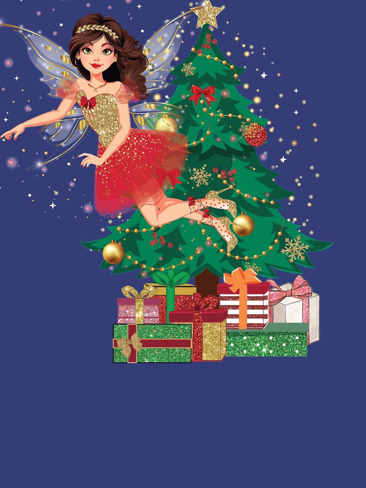 Thumbnail 3 of 3, Fitted V-Neck T-Shirt, Gigi’s Magical Christmas Tree™ designed and sold by TeelieTurner.