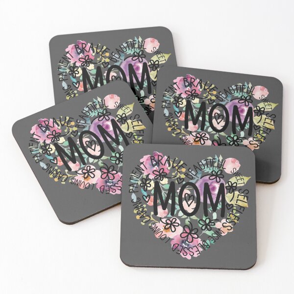 Item preview, Mothers Day Beautiful Mom Pink Floral Heart Quote - Gray designed and sold by MysticMagpie.