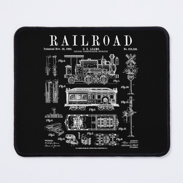 Item preview, Railroad Railway Steam Locomotive Train Vintage Patent Print designed and sold by GrandeDuc.